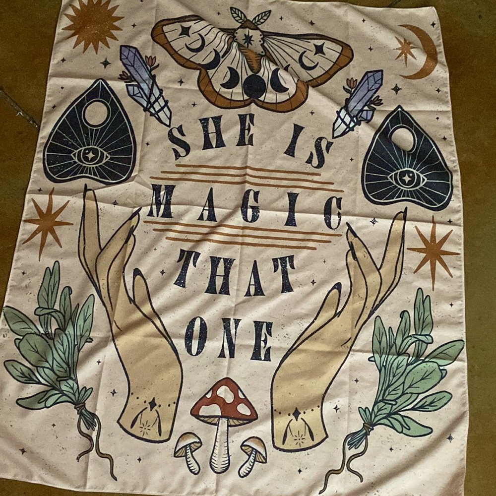 “She is magic” tapestry room decor
